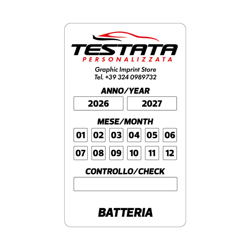 Adesivi Tagliando Batteria - Mod. Moderno - immagine 2