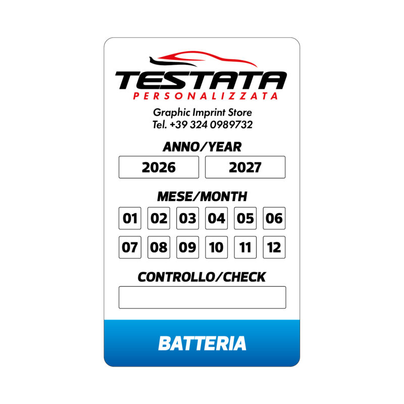 Adesivi Tagliando Batteria - Mod. Moderno - immagine 3