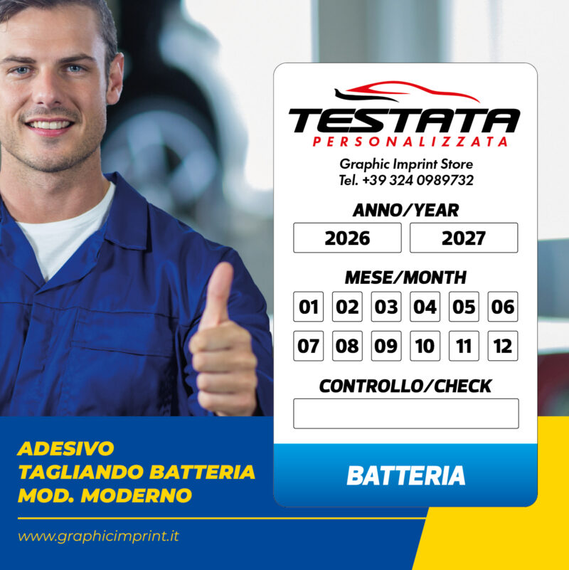 Adesivi Tagliando Batteria - Mod. Moderno