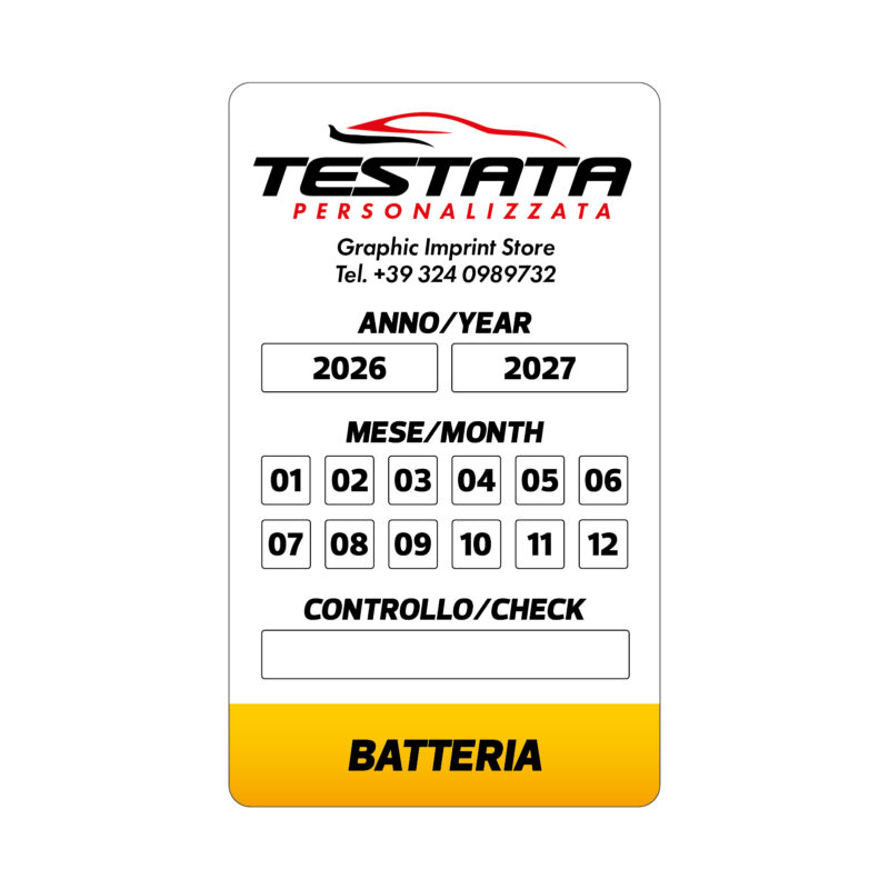 Adesivi Tagliando Batteria - Mod. Moderno - immagine 4