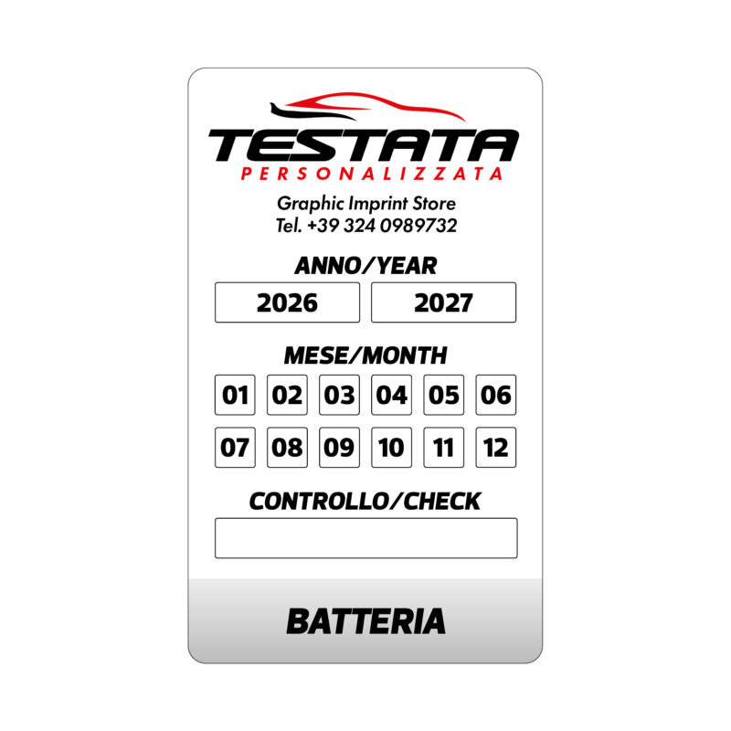 Adesivi Tagliando Batteria - Mod. Moderno - immagine 6
