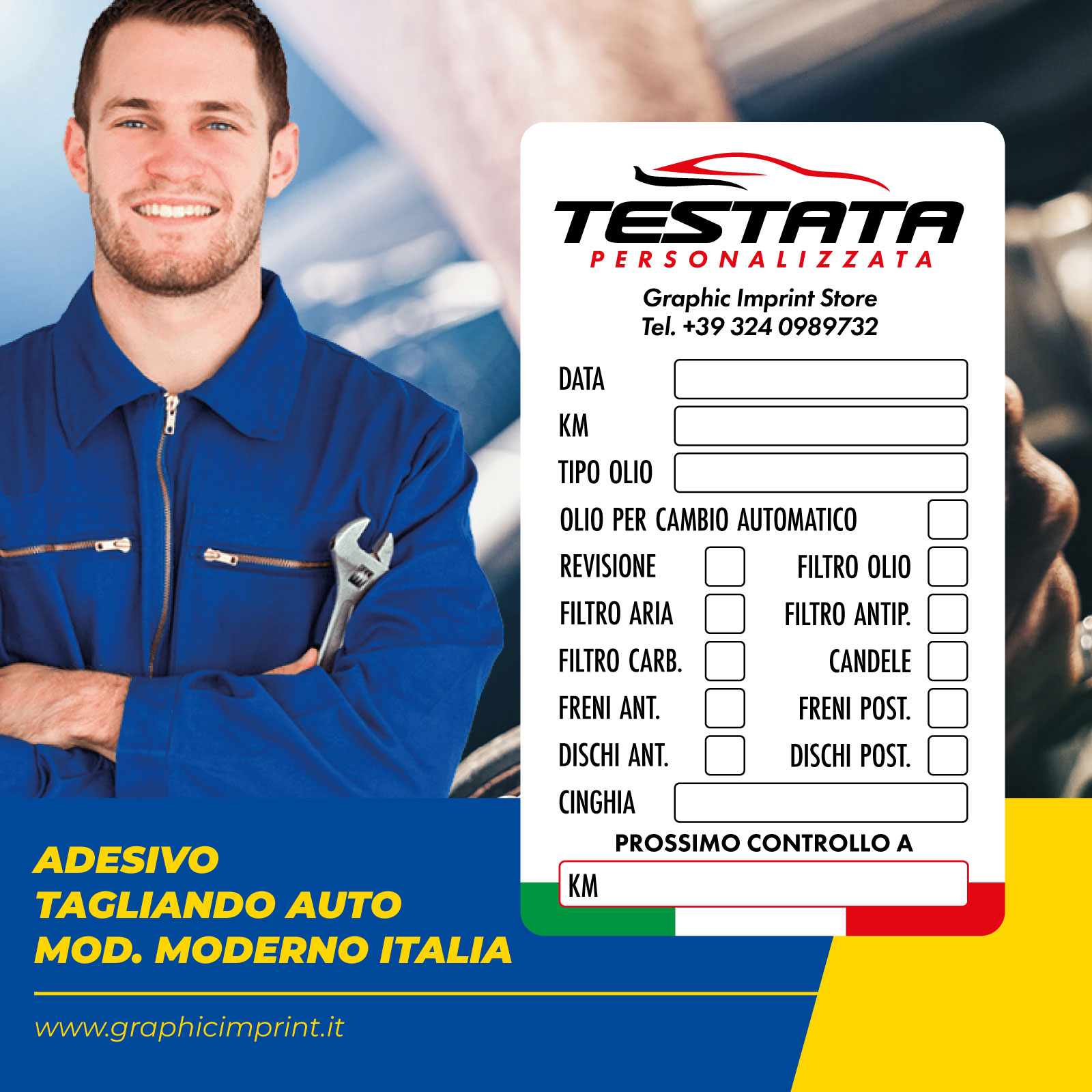 Adesivi Tagliando Auto - Mod. Moderno Italia - Graphicimprint