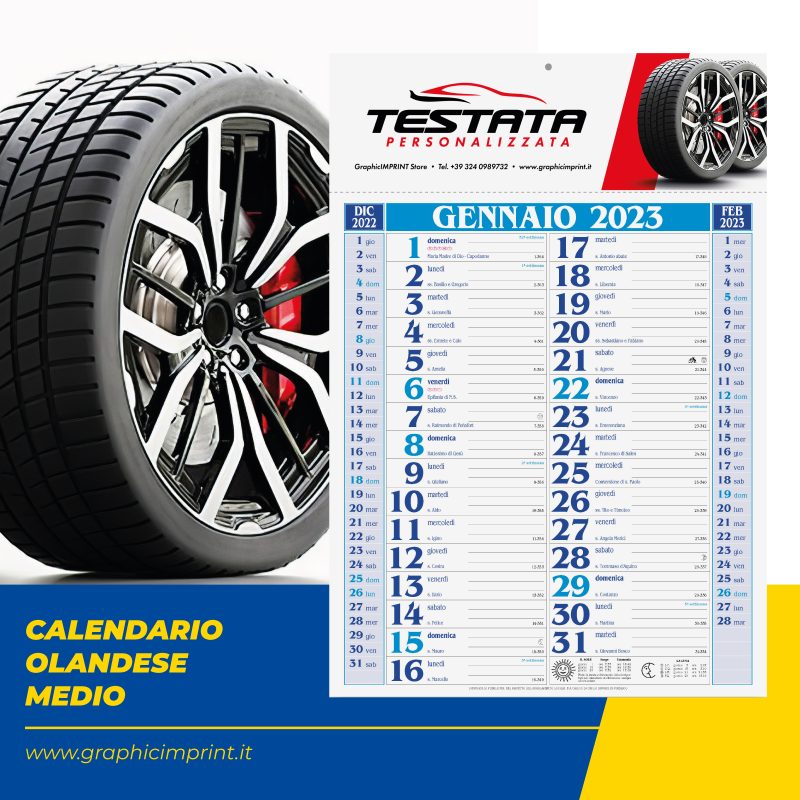 Calendario olandese medio modello gommista 2023