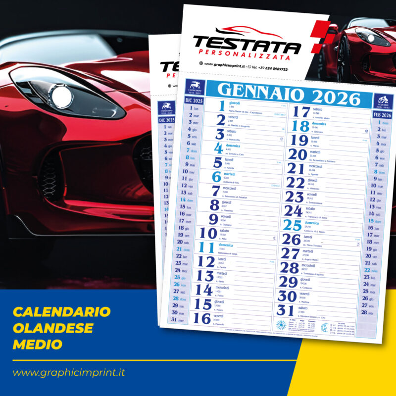 Calendario Olandese Medio 2025 - Mod. Meccanico