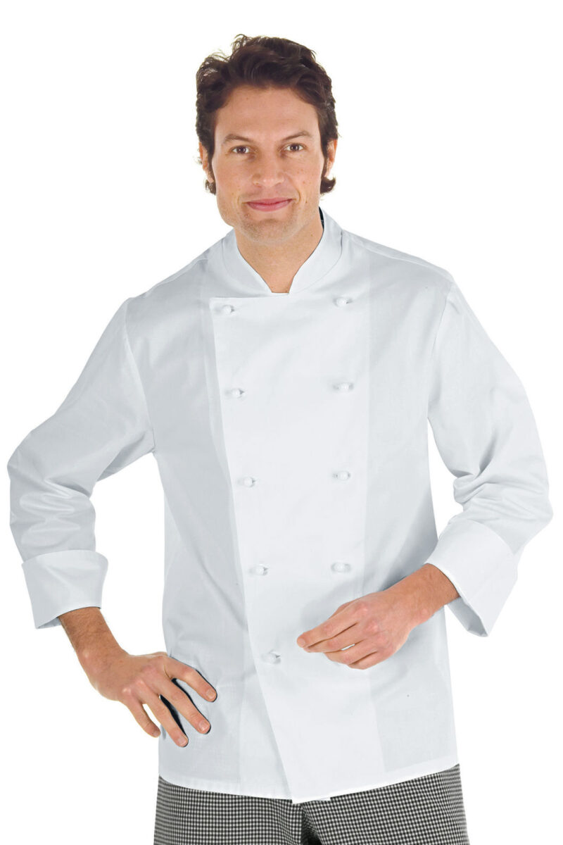 Giacca Cuoco Classica Bottoni Antipanico Bianco - Isacco